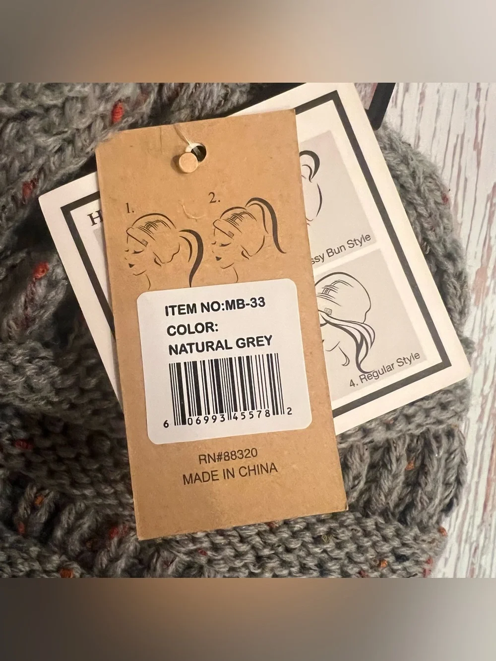 CC Beanie Tail Natural Grey Speckled Hat NEW WITH TAGS